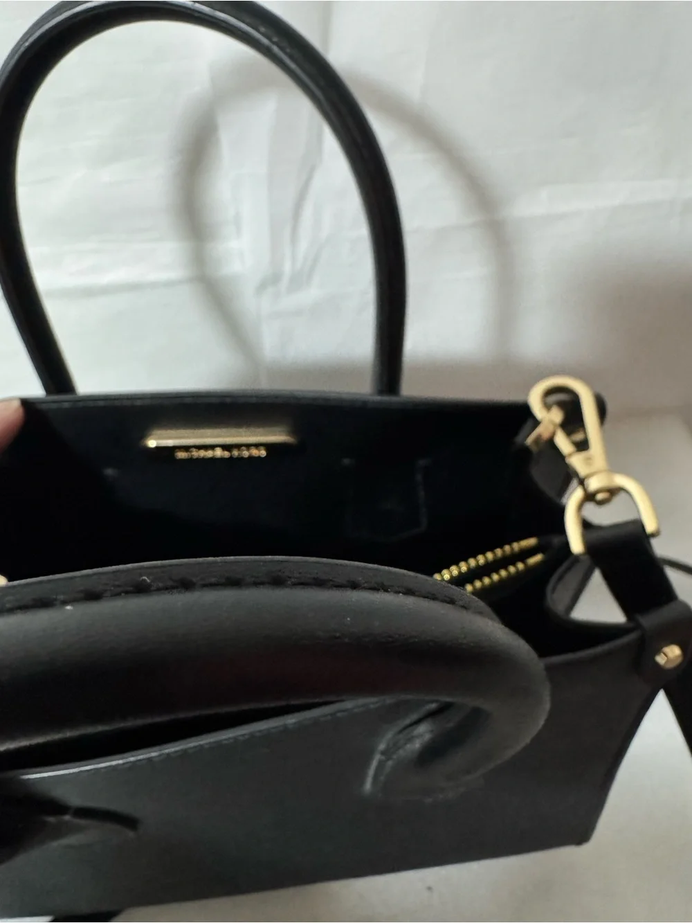 Michael Kors Black Saffiano Satchel with Gold Accents